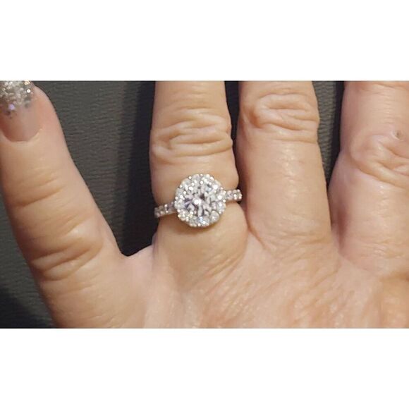3 Ct. Round Sim Diamond Halo Crown Topiary Bridal/Cocktail Ring Sz 9~925 SS - Picture 3 of 5